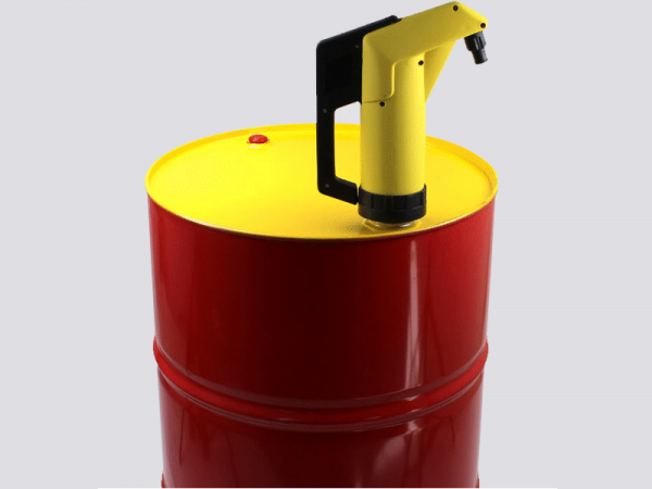 Chemie-Handpumpe gelb für Säuren und Laugen, Vitondichtung